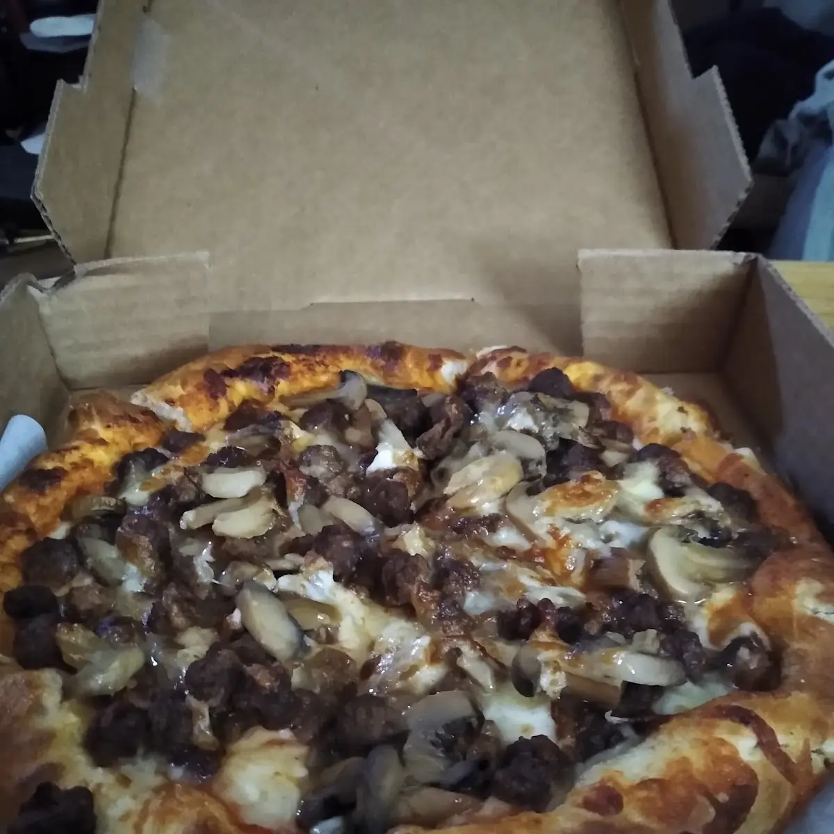 Pizza with Double Burger and Mushroom