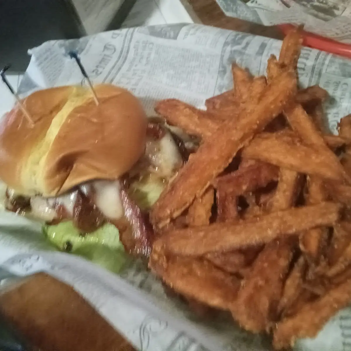 Breast Stroke with Sweet Potato Fries