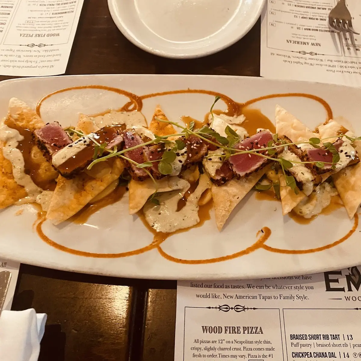 Sesame Seared Ahi Tuna on Wontons