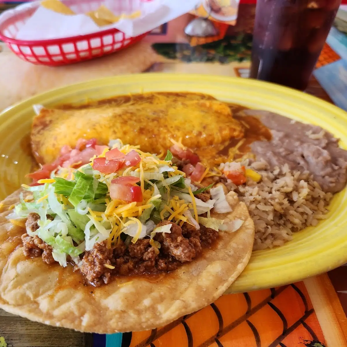 Enchilada and Beef Tostada