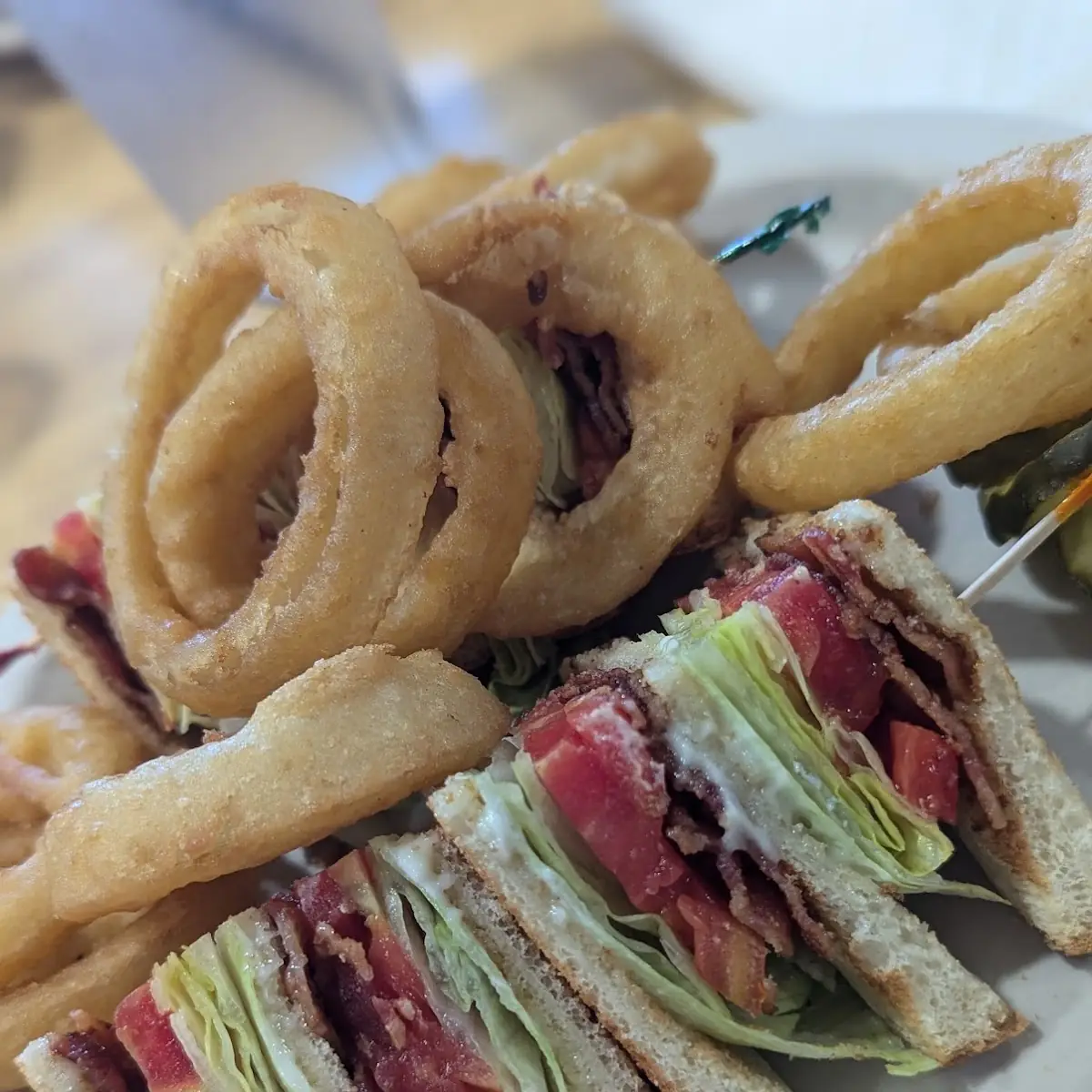 blt Club with Onion Rings