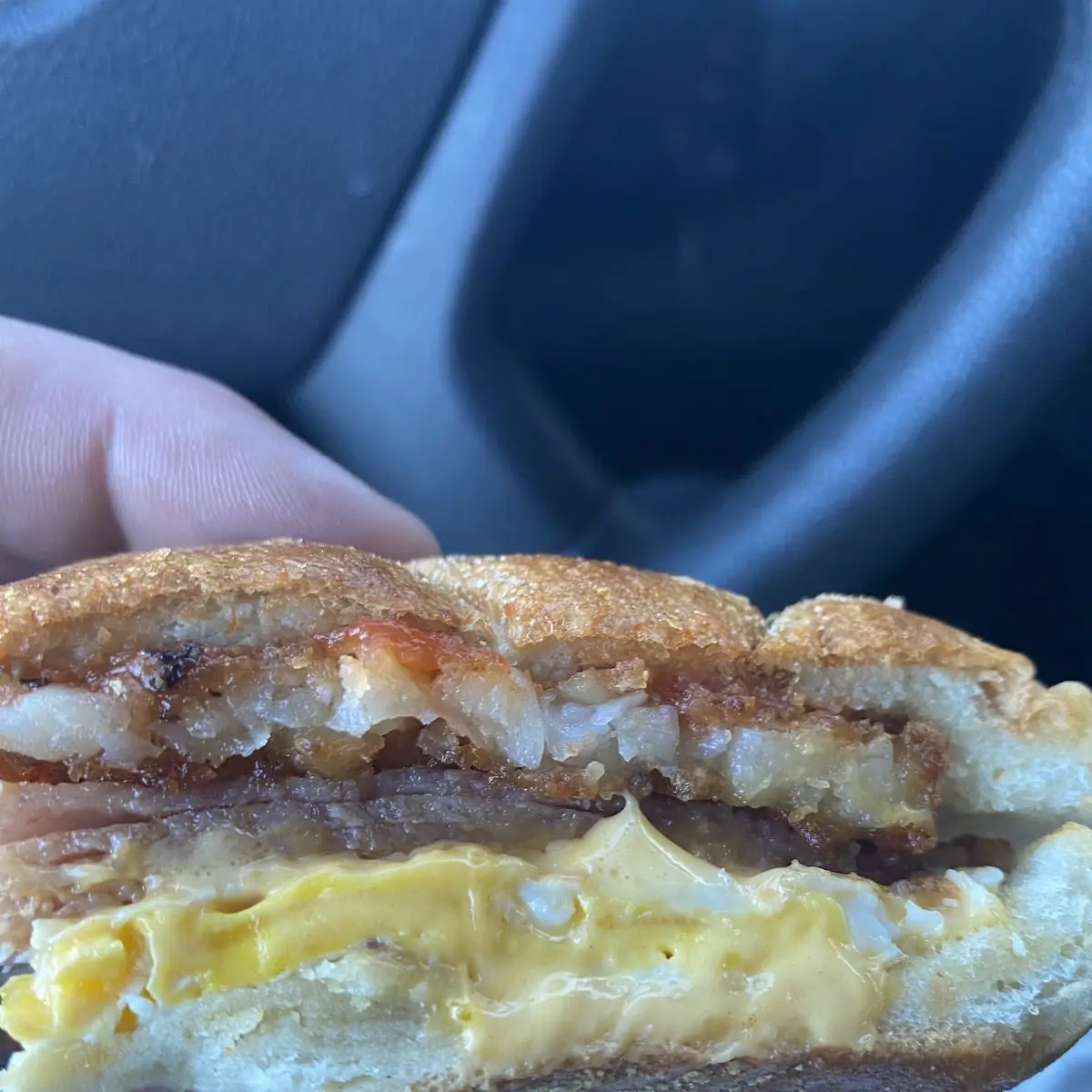 Taylor Ham Egg and Cheese Sandwich with Hash Brown
