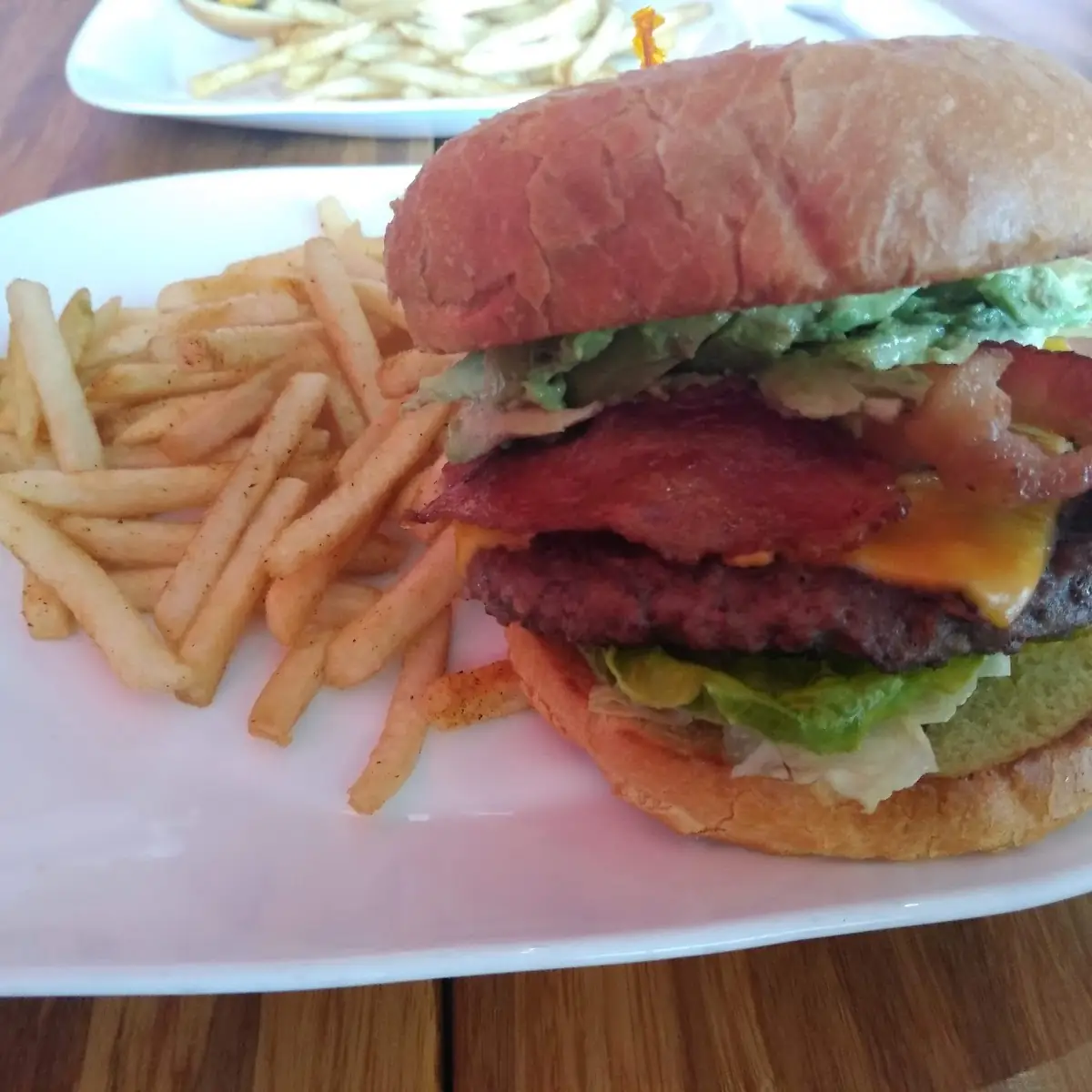 Avocado Bacon Burger and Fries
