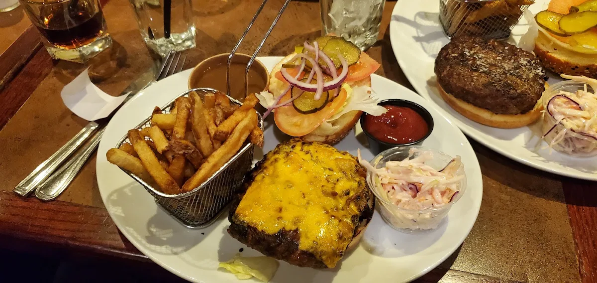 Prime Rib Burger and Fries with Cheese, One Restaurant