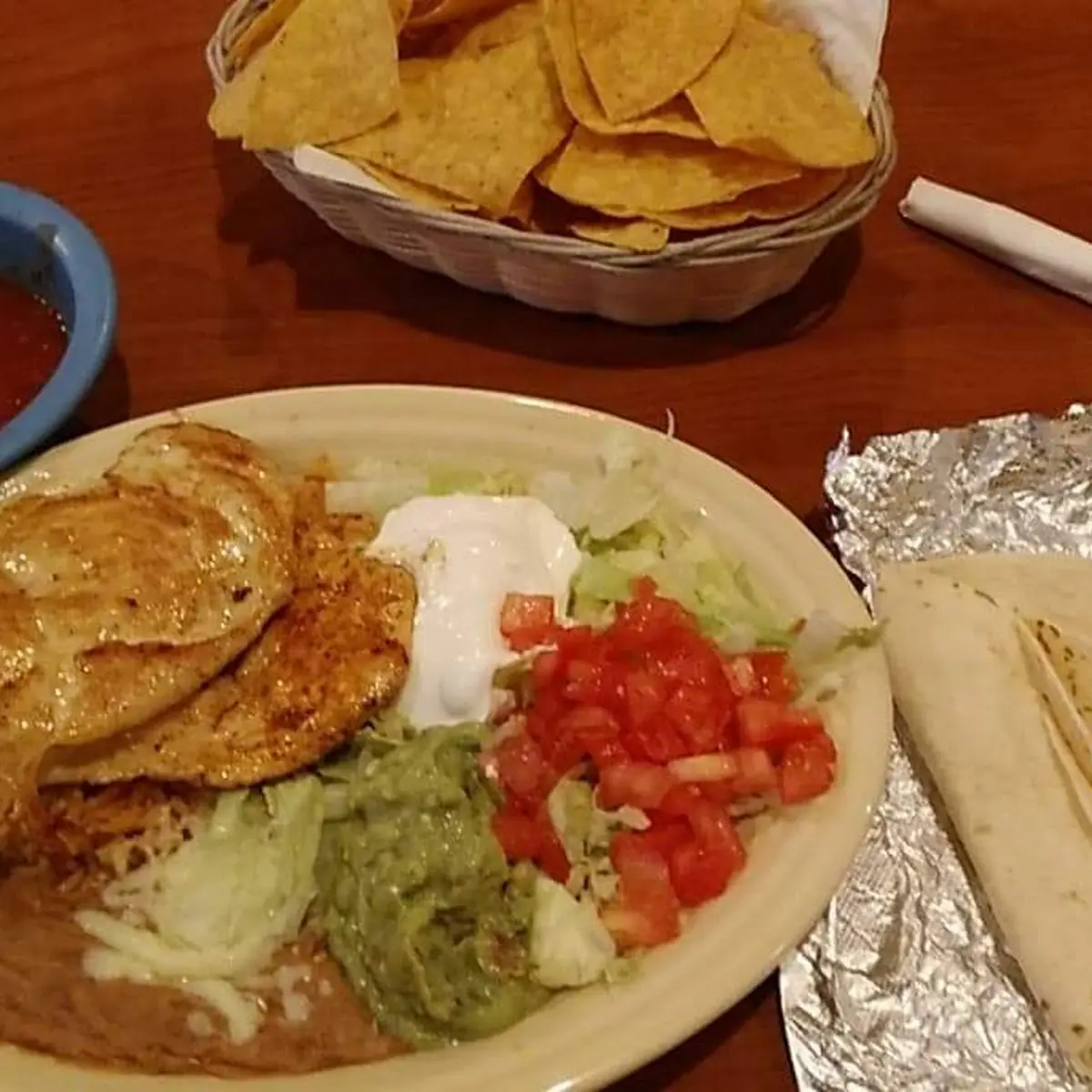 Bean Tostada Cheese Enchilada and Bean Burrito