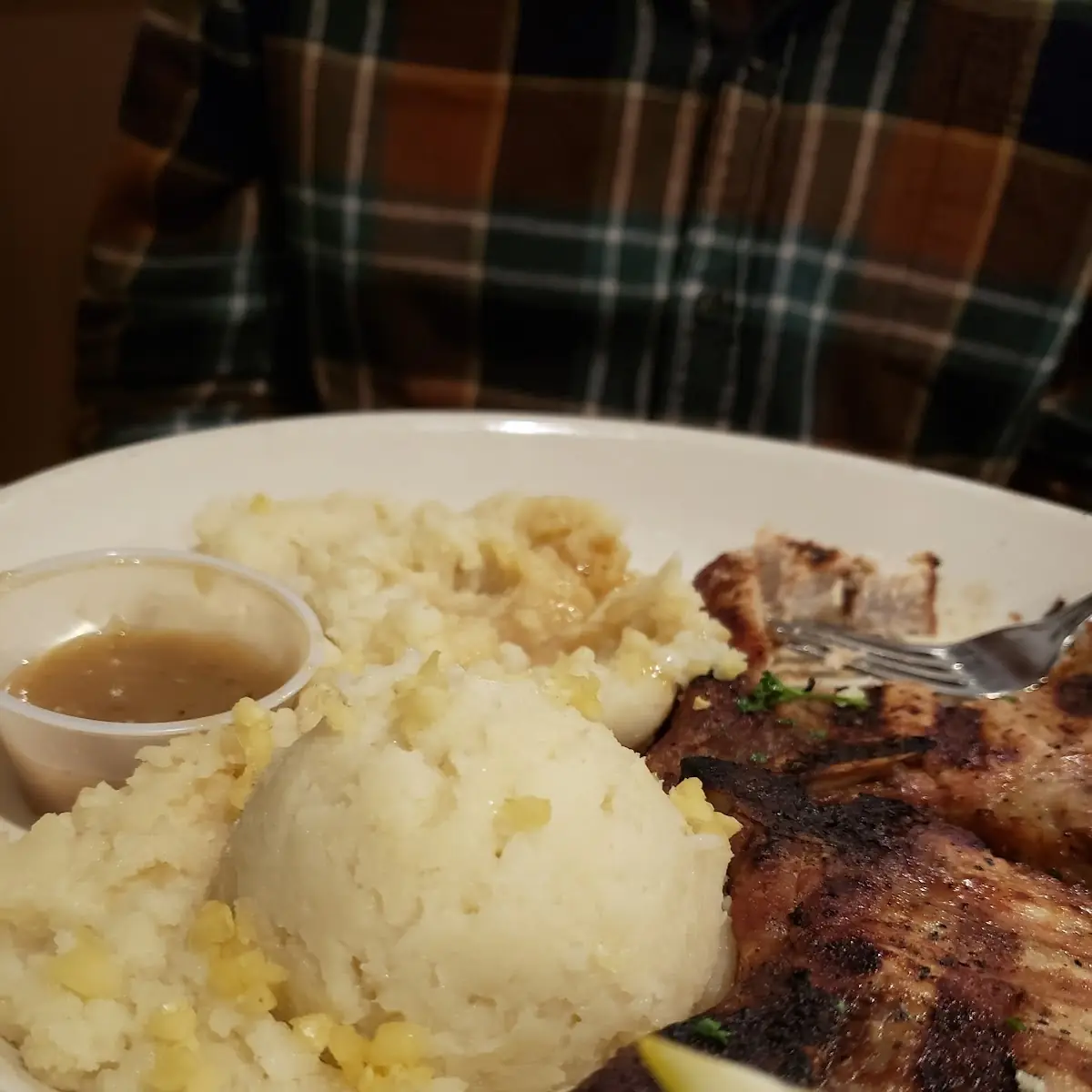 Pork Chops and Garlic Mashed Potatoes