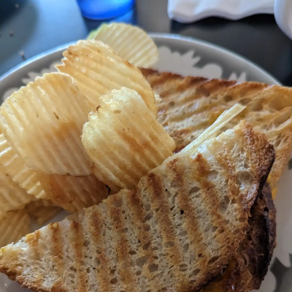 Grilled Cheese Sandwich and Chips