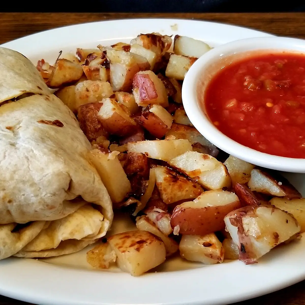 Chorizo Burrito Platter w Home Fries