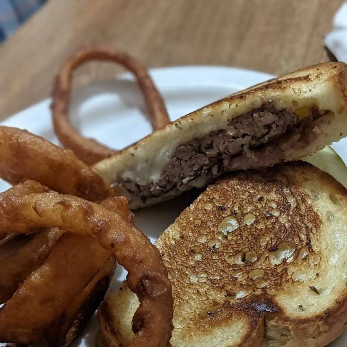 Patty Melt and Onion Rings