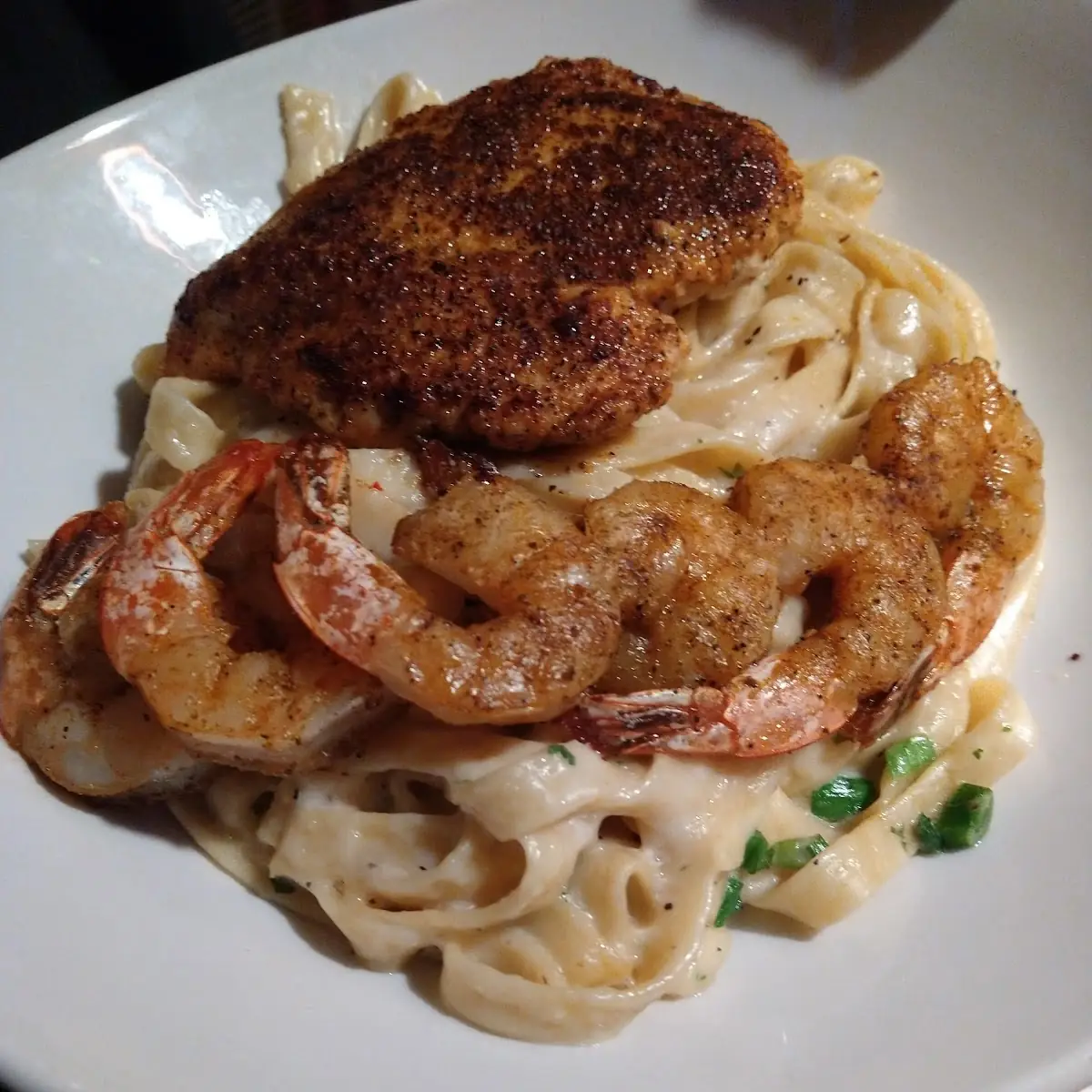Grilled Shrimp and Chicken Alfredo
