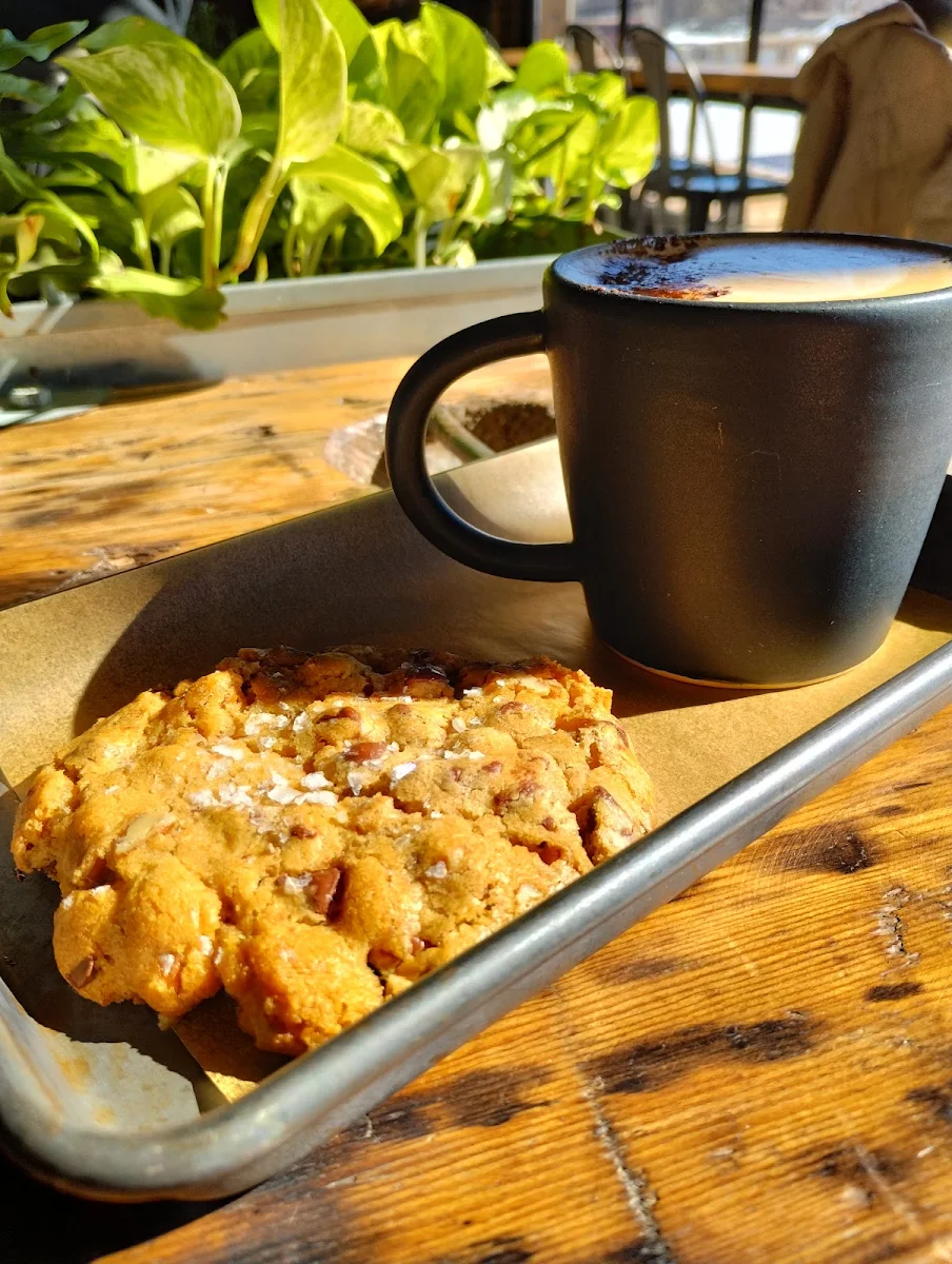Chocolate Chip Pecan Cookie and Mocha Latte