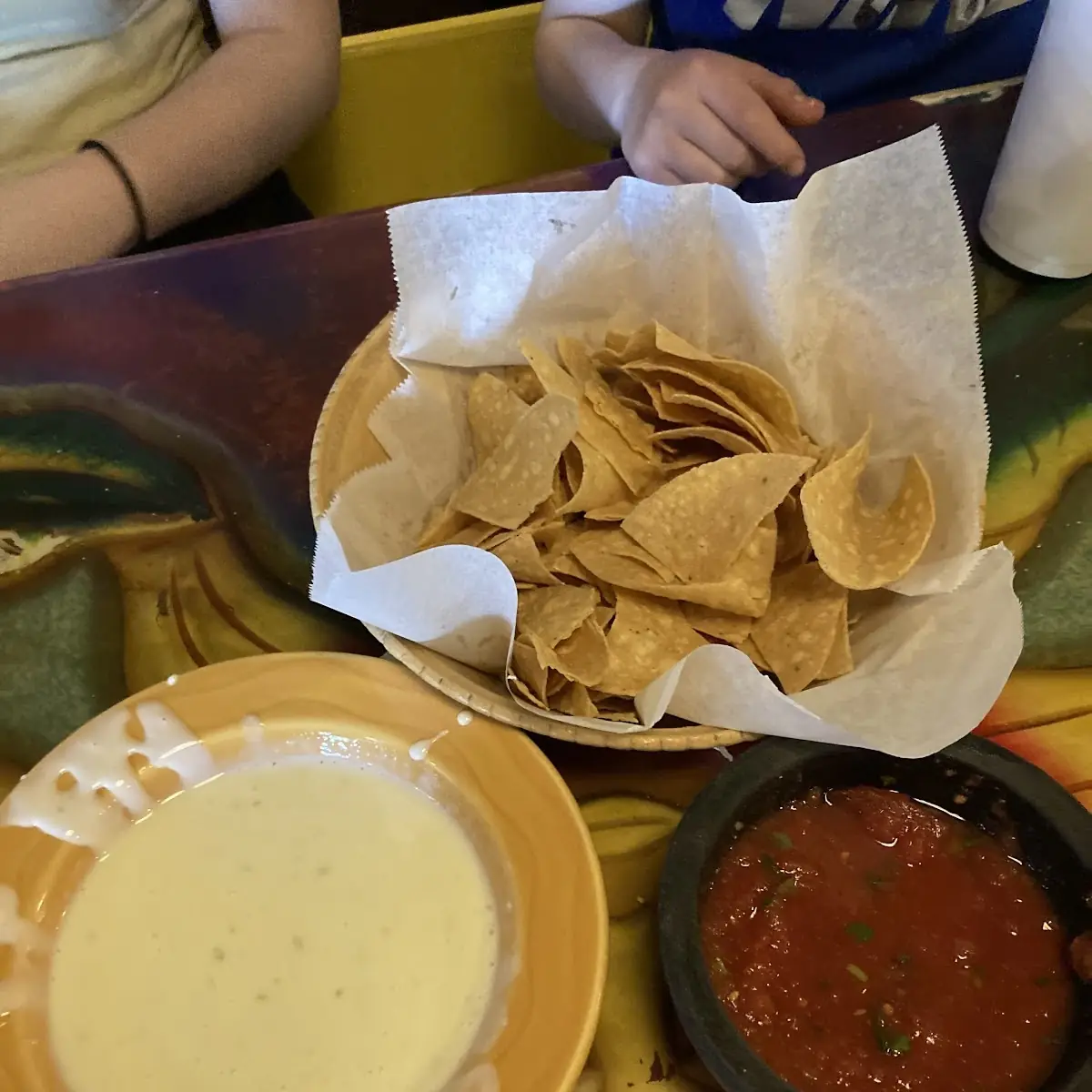 Chips Salsa and Cheese Dip