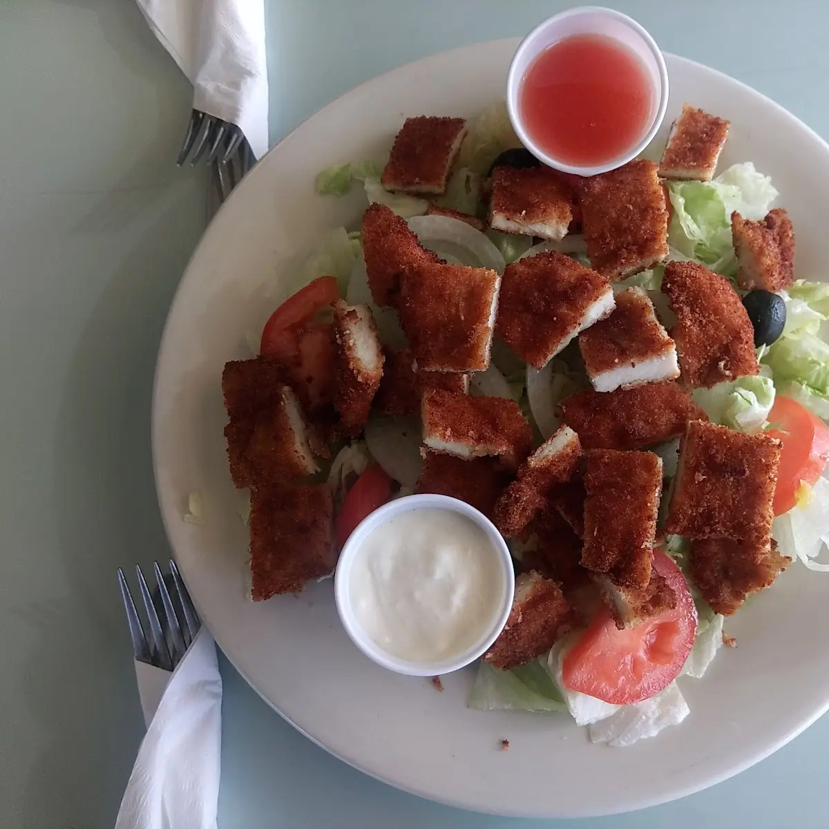 House Salad with Breaded Chicken