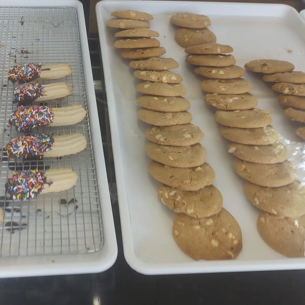 Chocolate Dipped Shortbread with Sprinkles and Macadamia Nut Cookies