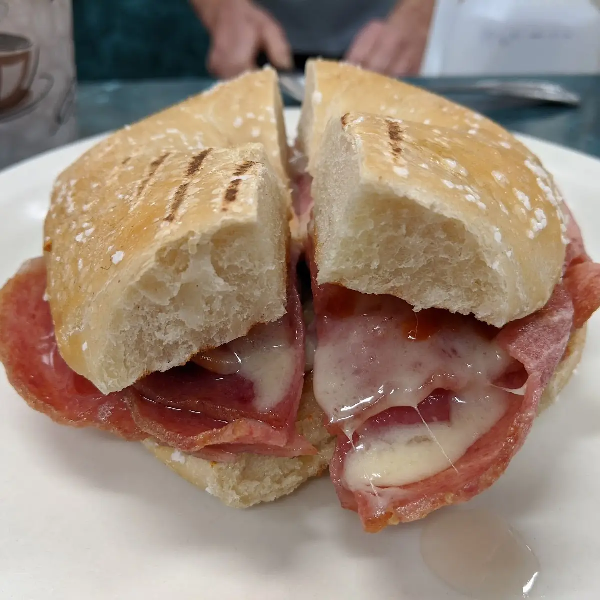 Taylor Ham and Swiss on a Salt Bagel