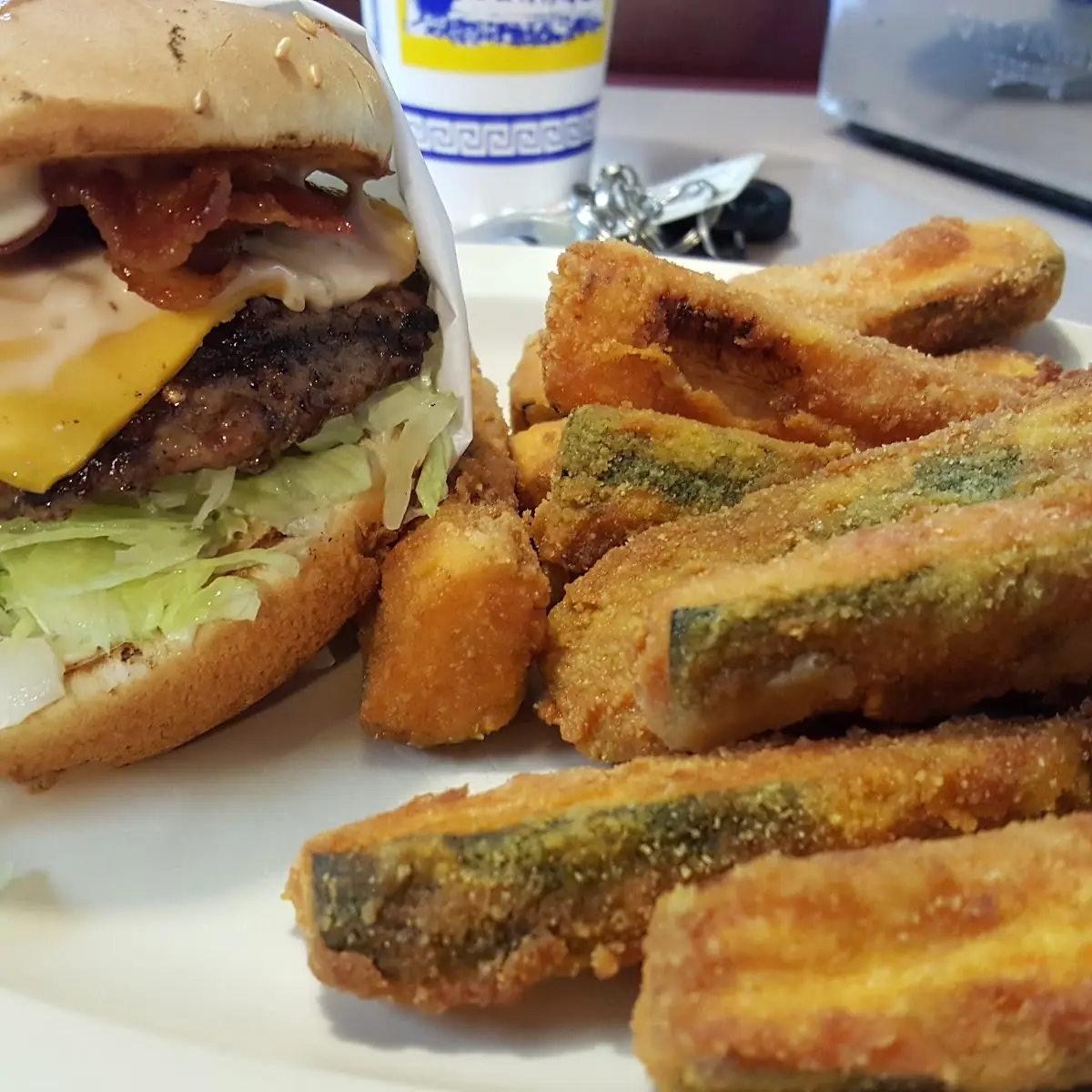 Bacon Cheeseburger with Fried Zucchini