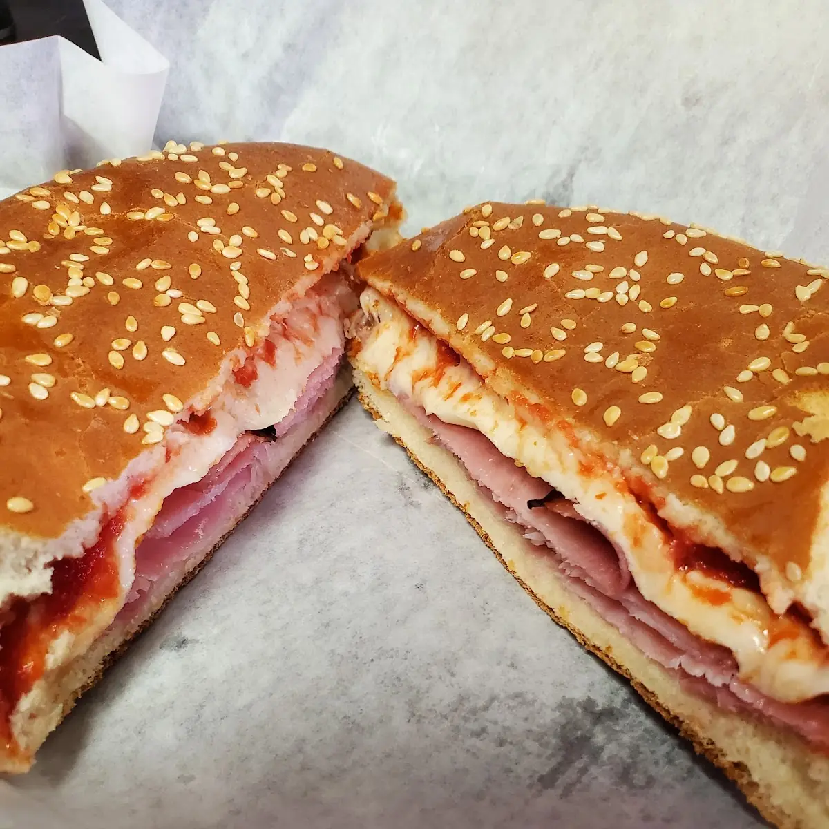 Round Ham and Cheese Sandwich
