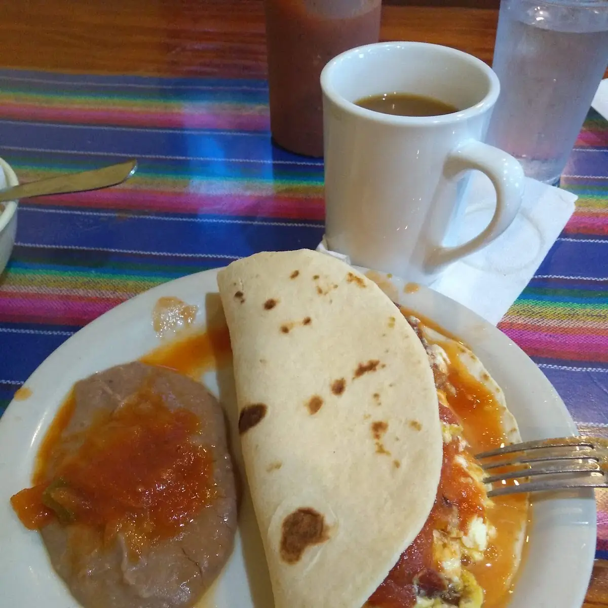 Bacon and Egg Taco with Refried Beans