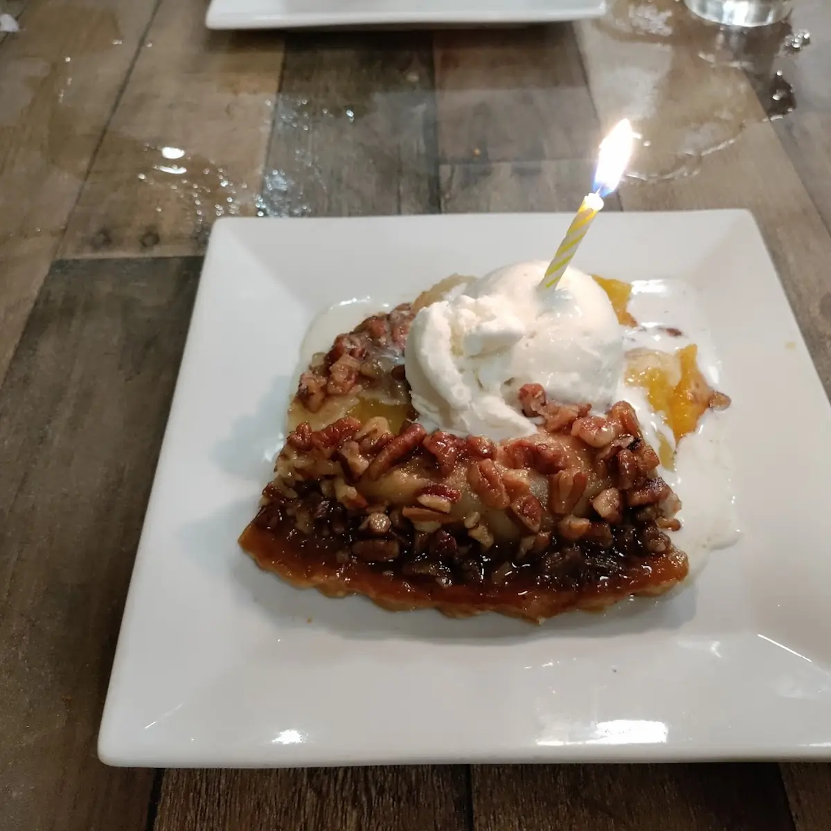 Upside Down Peach & Caramel Pecan Pie a La Mode
