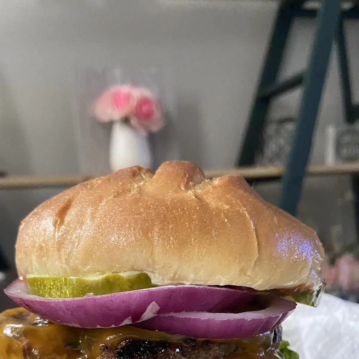 Double Bacon Cheddar Cheeseburger with Everything
