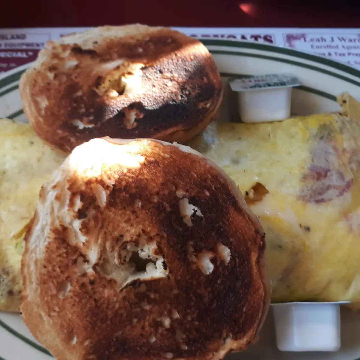 Vegetable Omelette and Everything Bagel