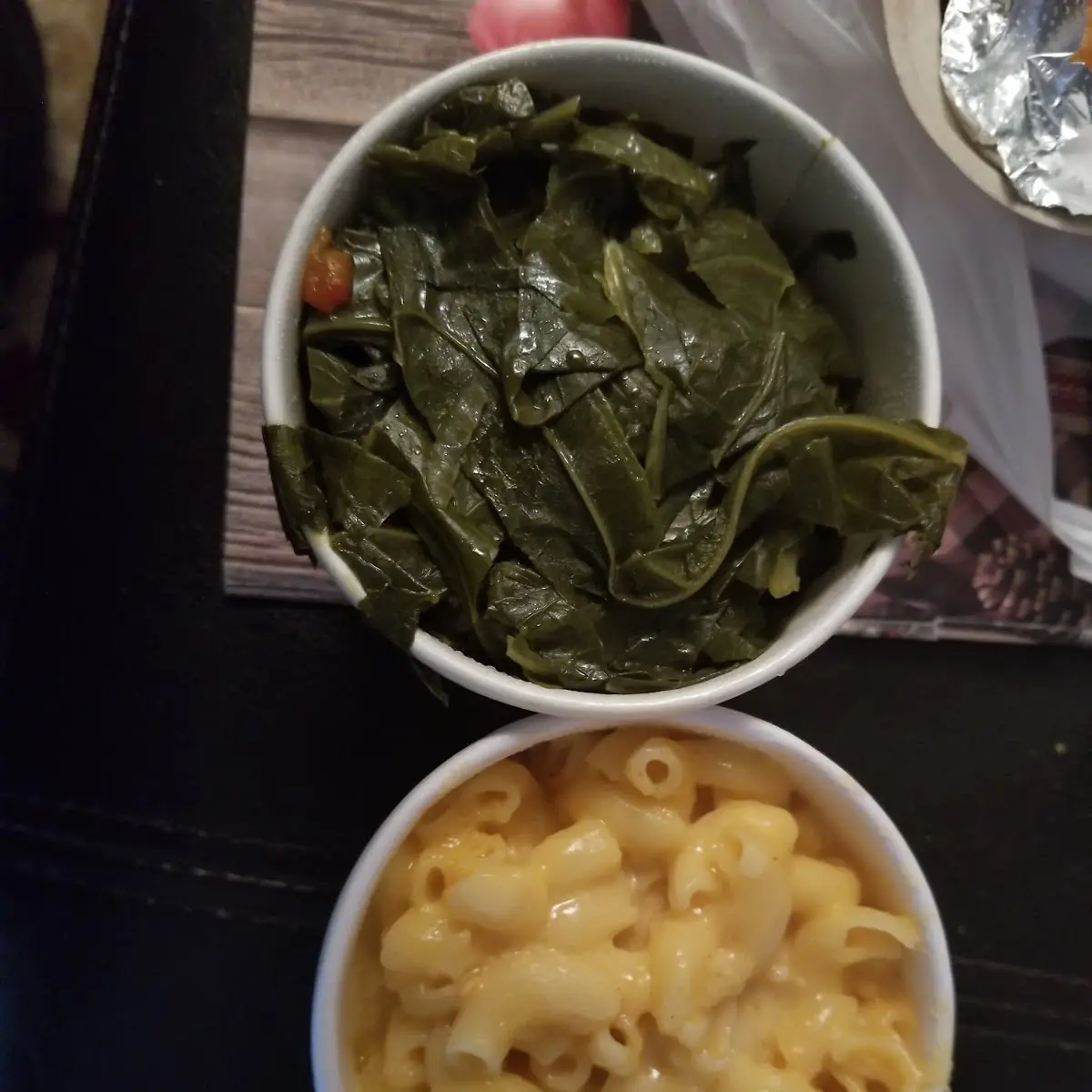 Mac and Cheese and Collard Greens
