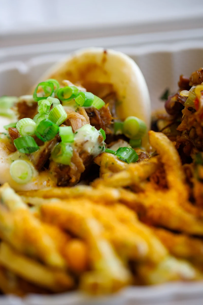 Longa Burger Kimchi Fries Bento Box