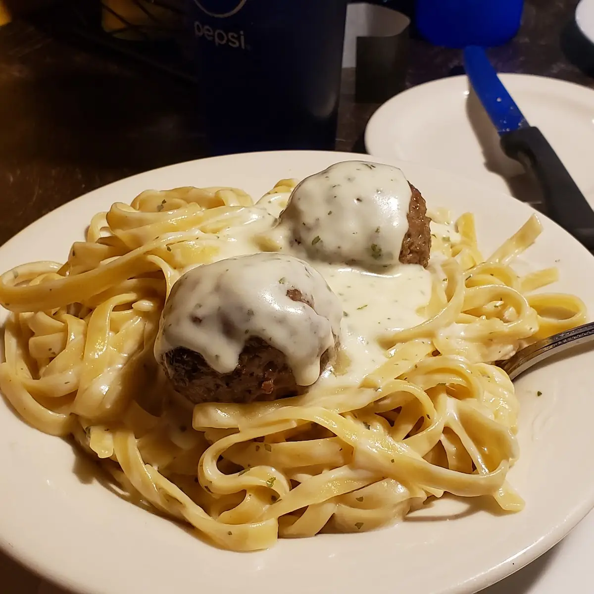 Fettuccine Alfredo with Meat Balls