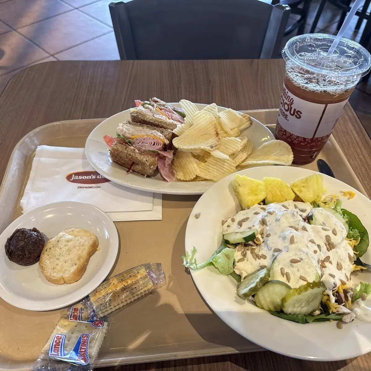 Turkey Club Sandwich and Salad