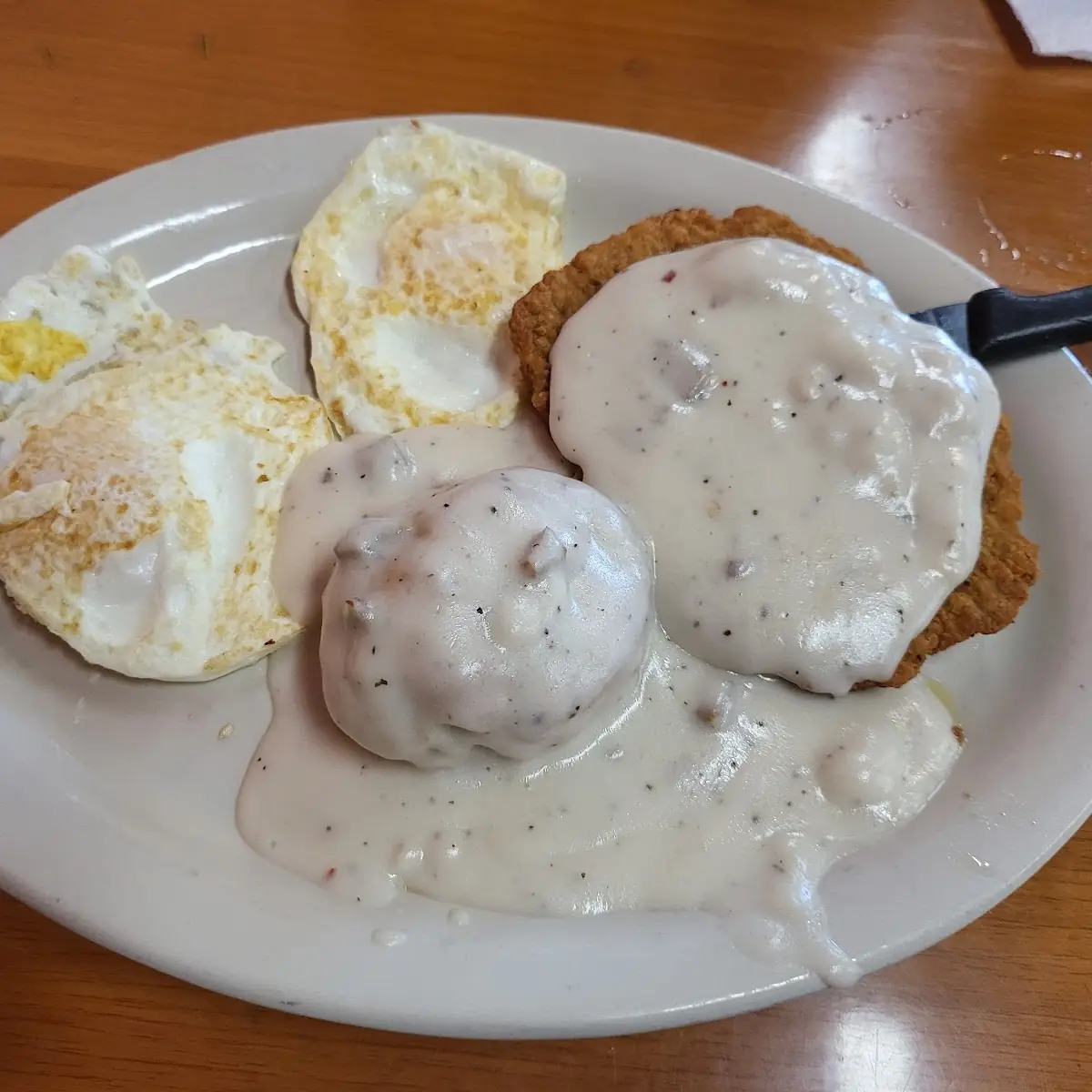 Chicken Fried Steak Biscuit and Eggs
