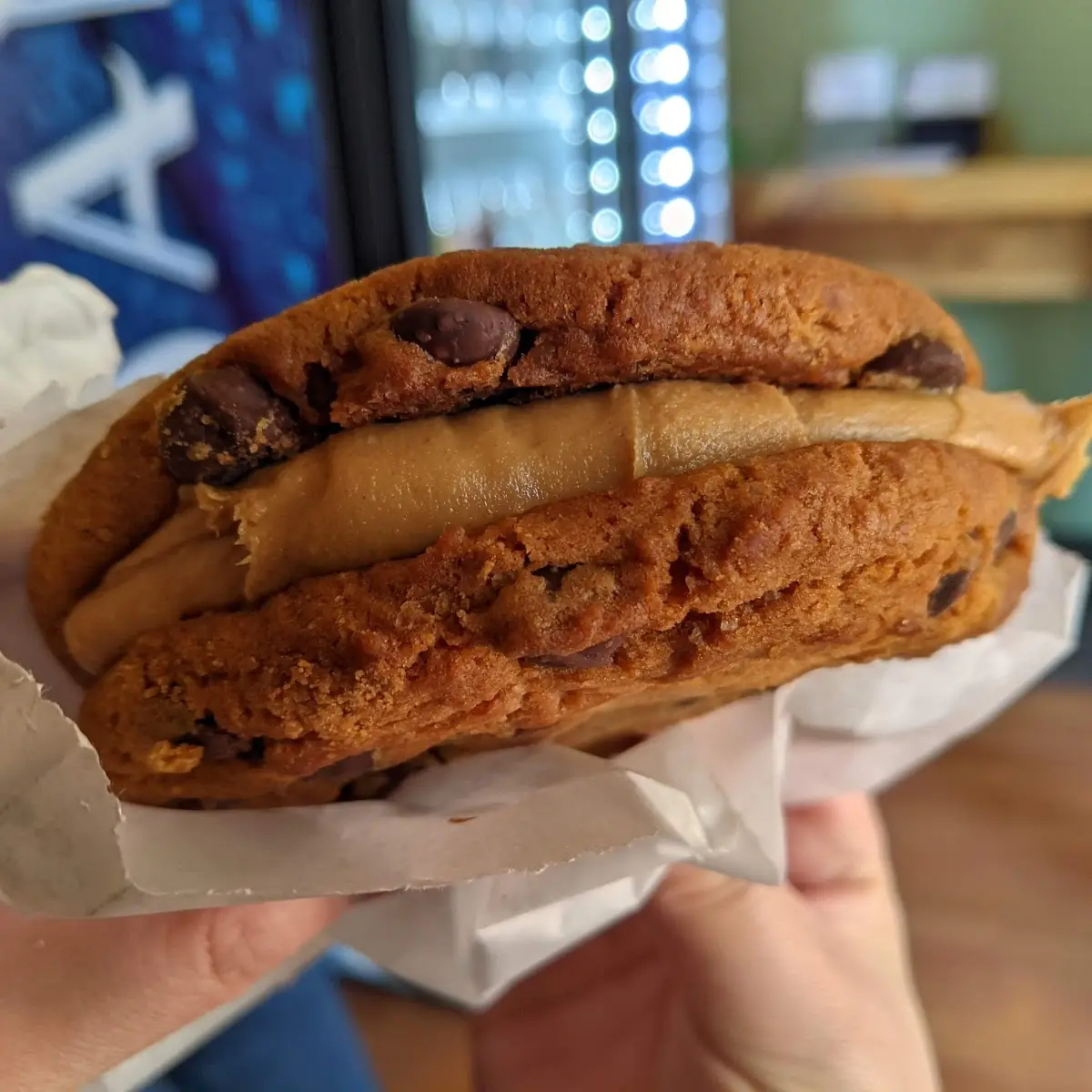 Peanut Butter Chocolate Chip Cookie Sandwich