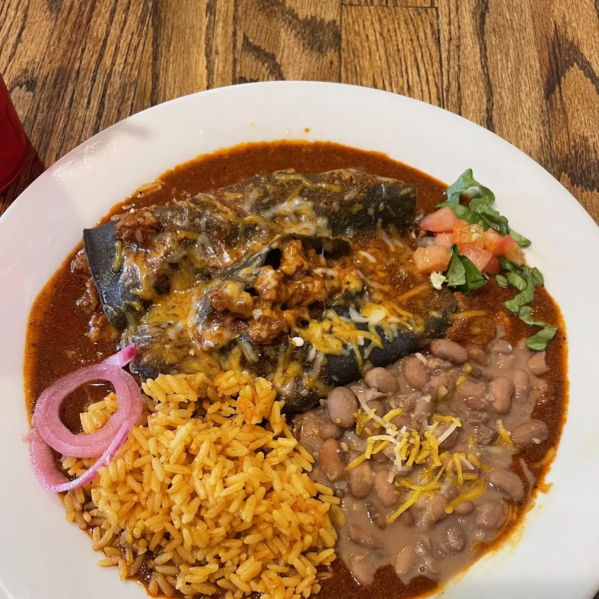Cheese Enchiladas with Rice and Beans