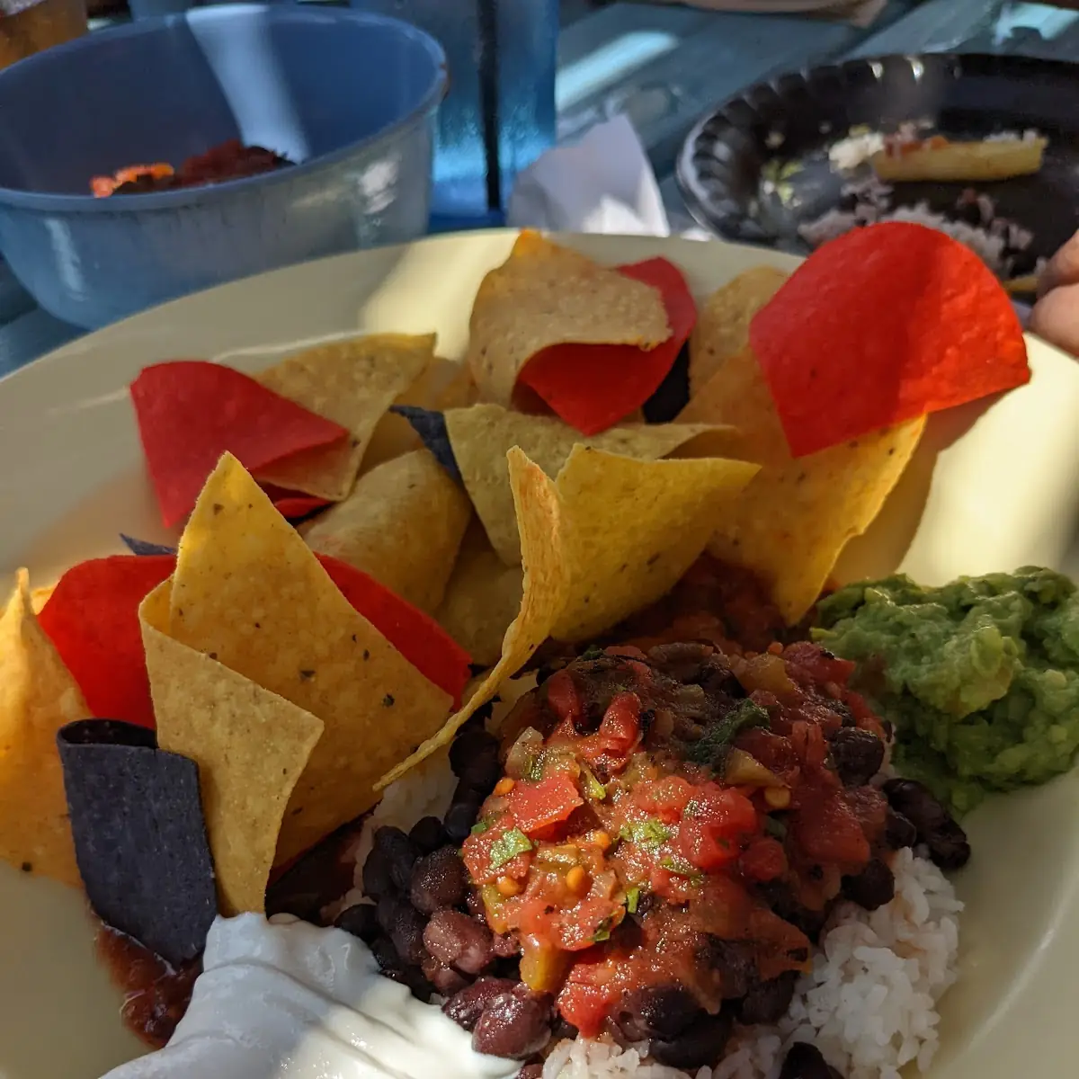 Colorful Tortilla Chips with Guacamole