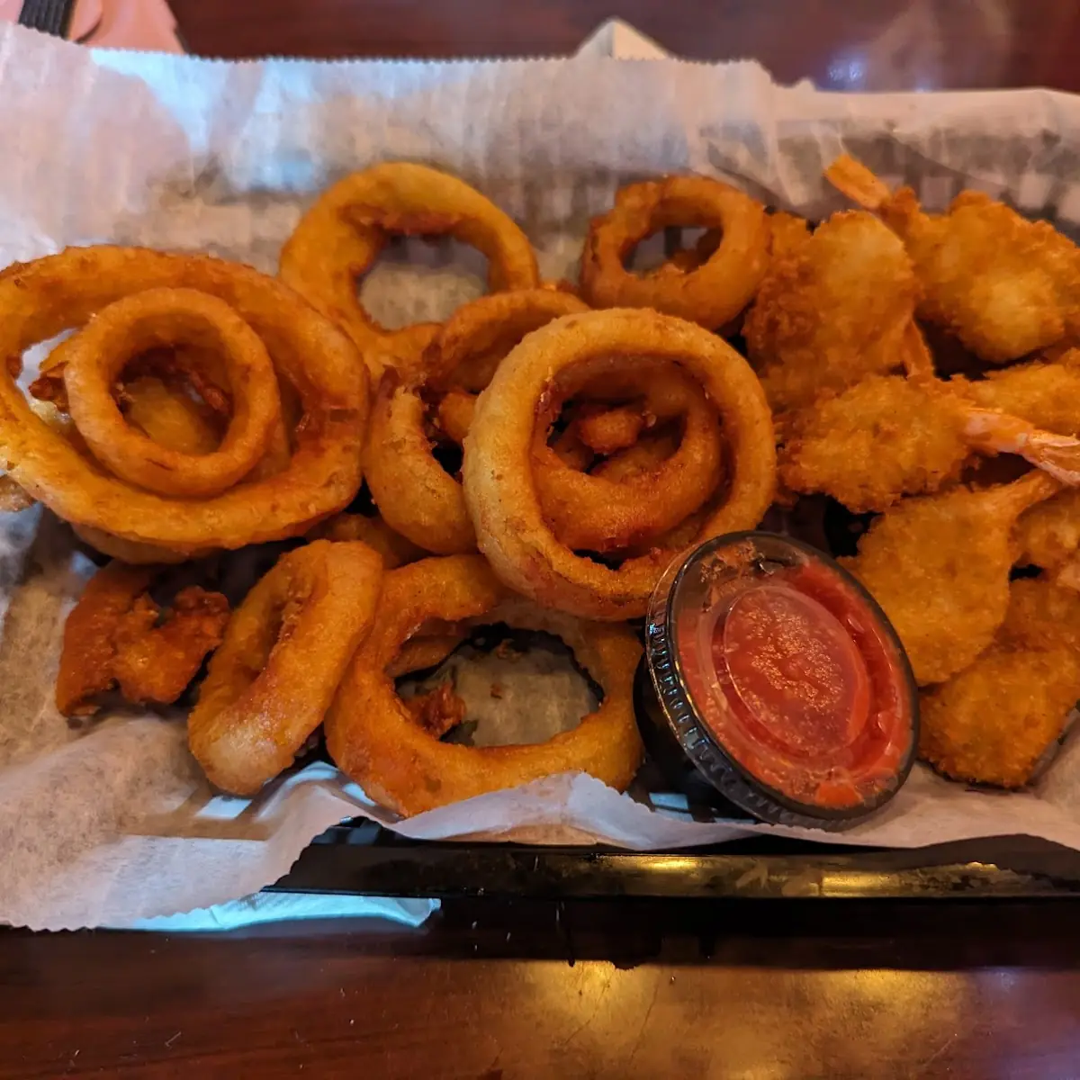 Butterfly Shrimp and Onion Rings