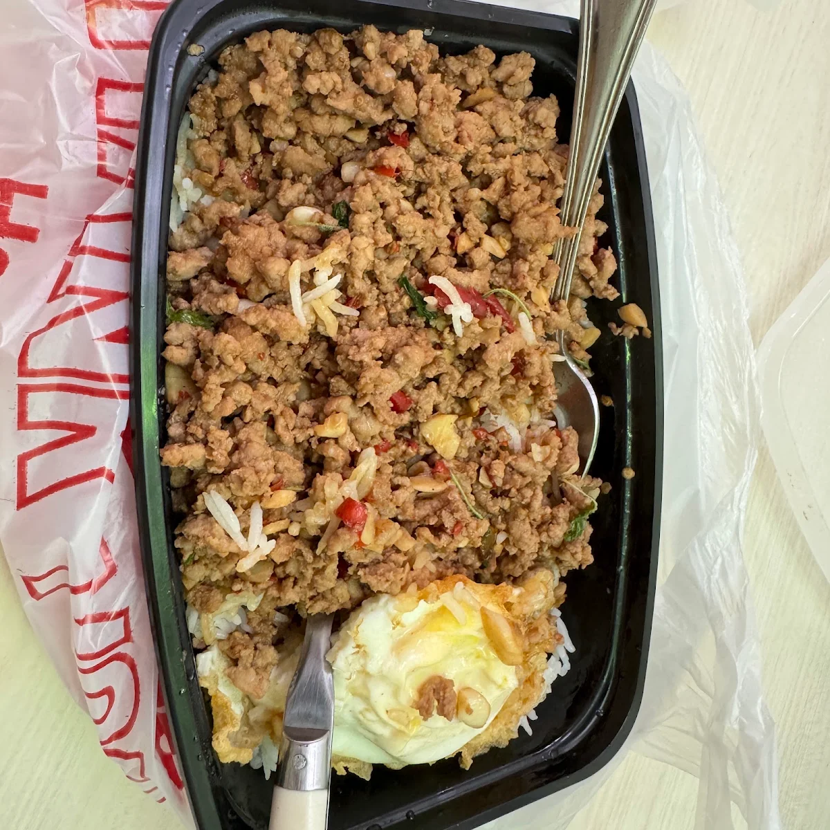 Pork Thai Basil with Fried Egg