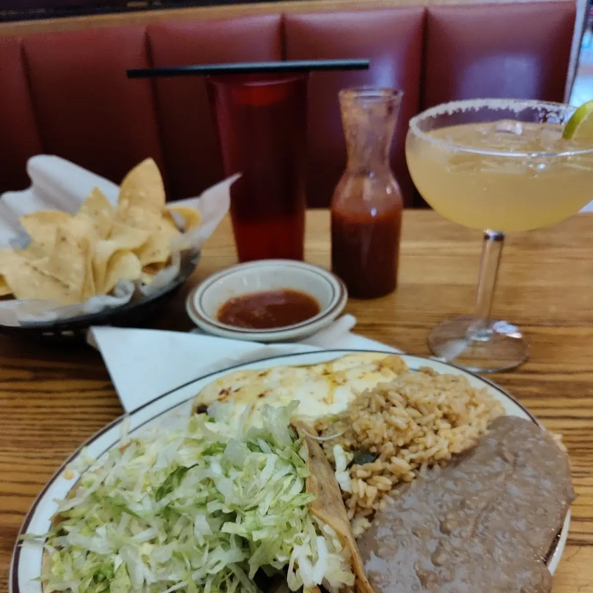Fish Tacos with Refried Beans and Rice