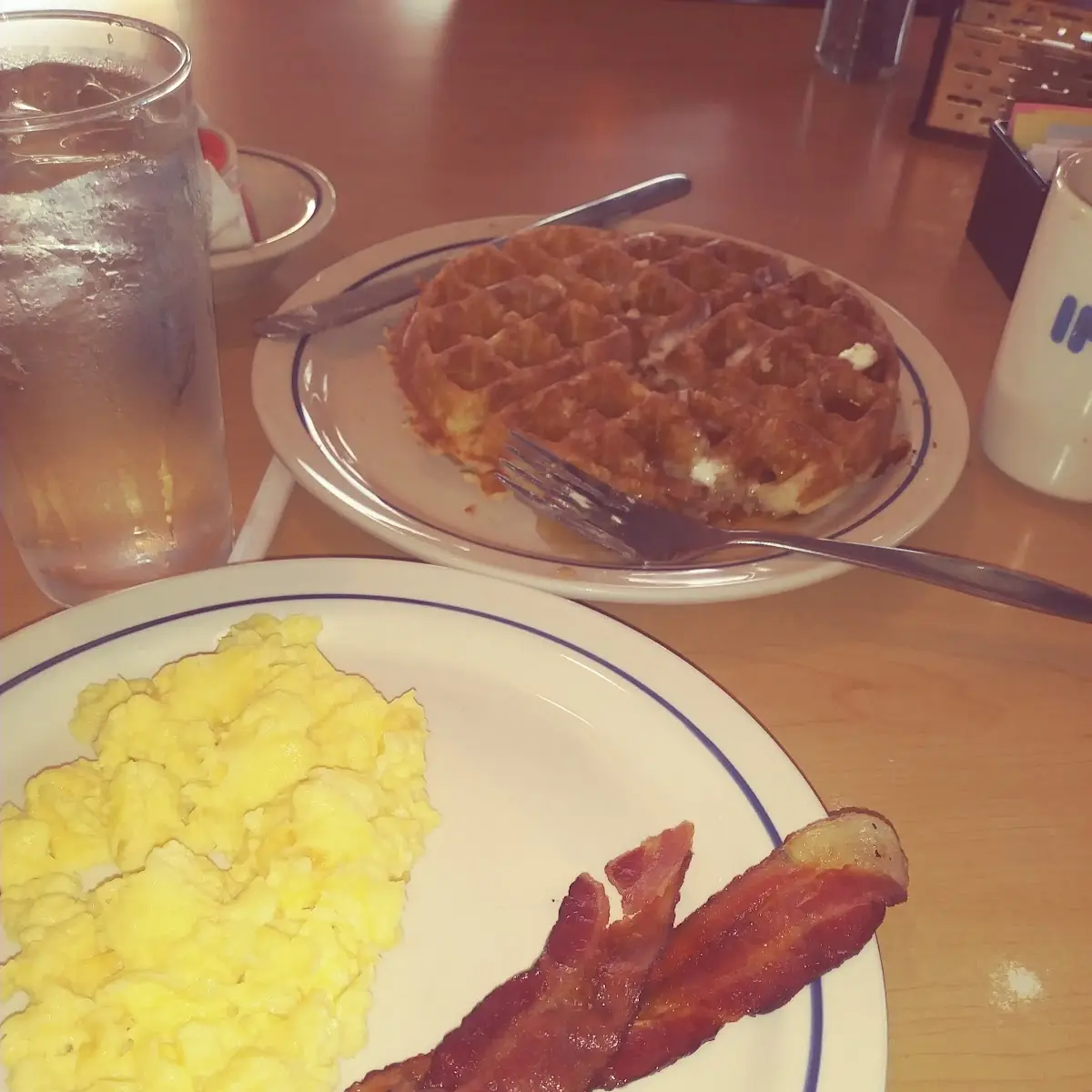 Waffle Scrambled Eggs and Bacon
