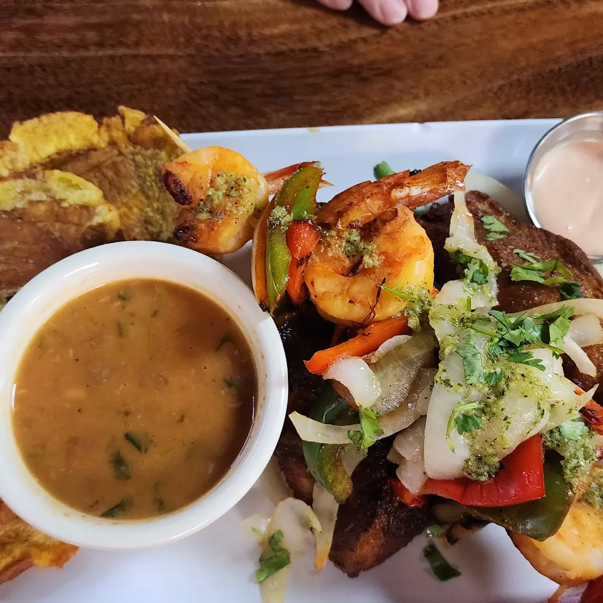 Fried Ribs Tostones Beans & White Rice