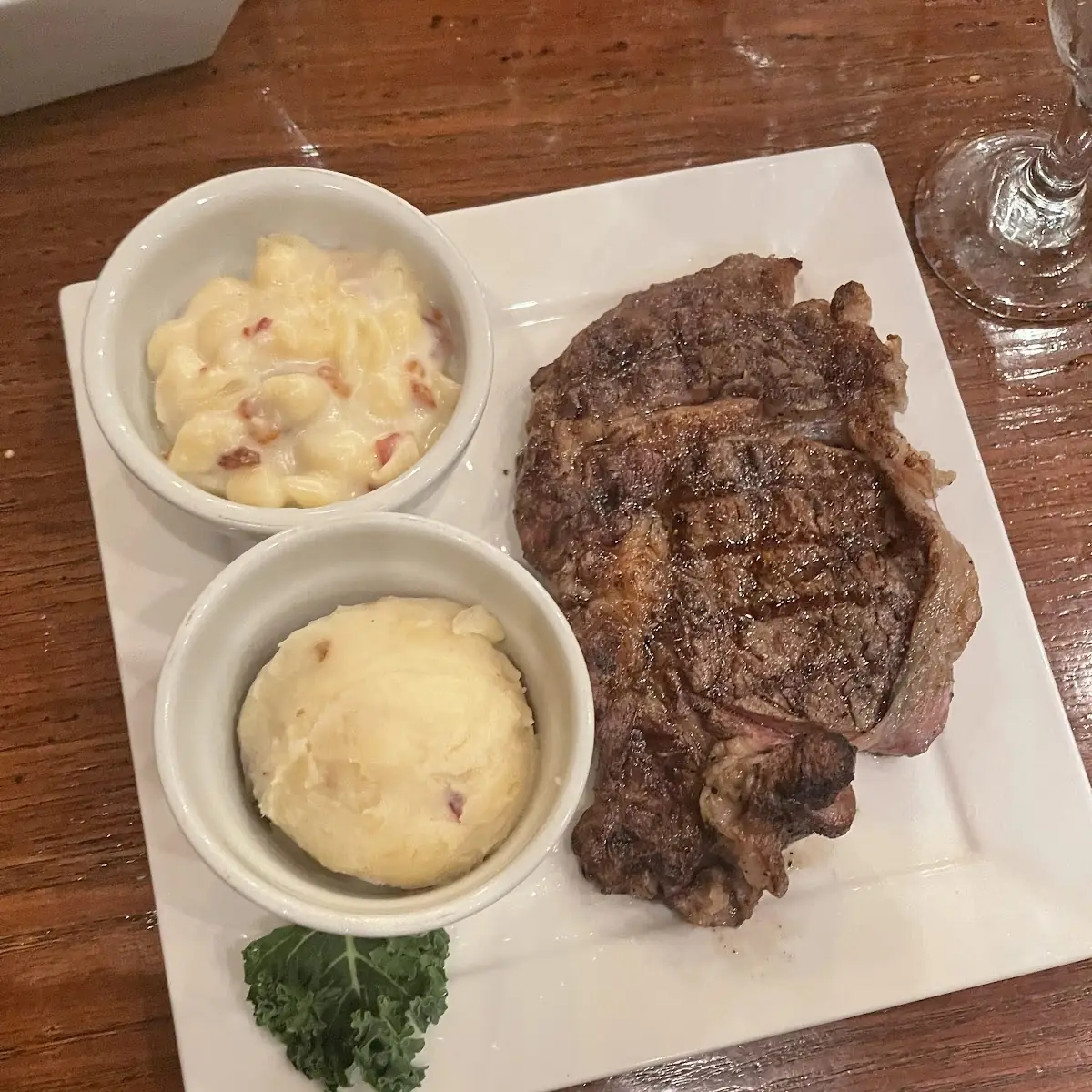 Ribeye Mashed Potatoes and Mac and Cheese