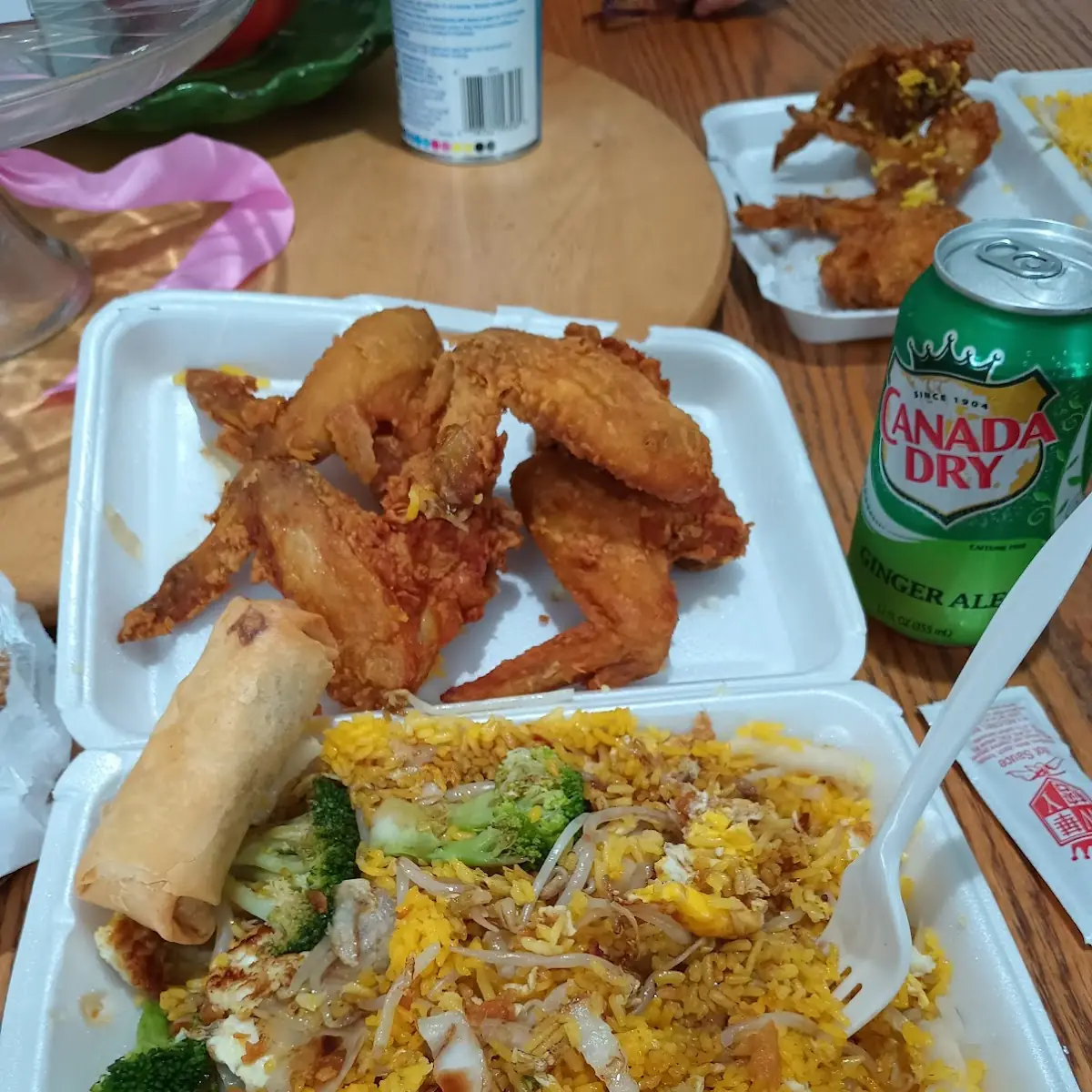 Chicken Wings with Vegetable Fried Rice
