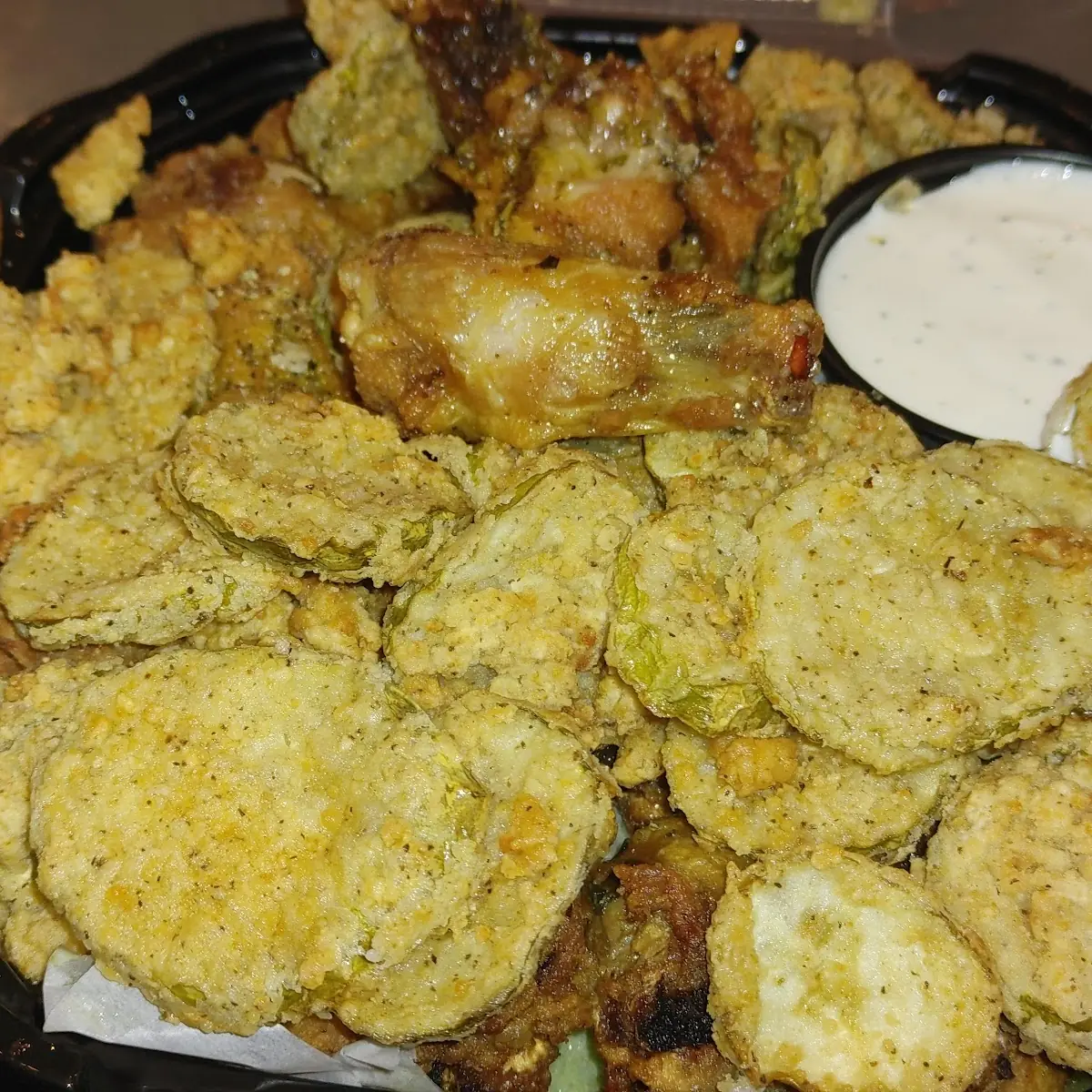 Fried Pickles & Garlic Parmesan Wings
