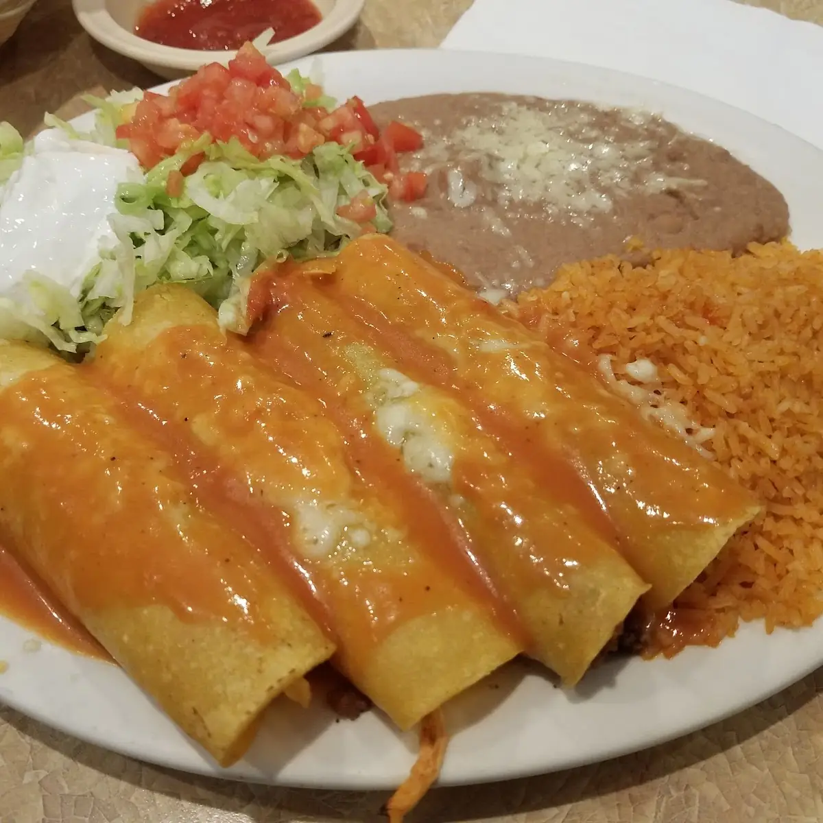 Enchiladas with Refried Beans