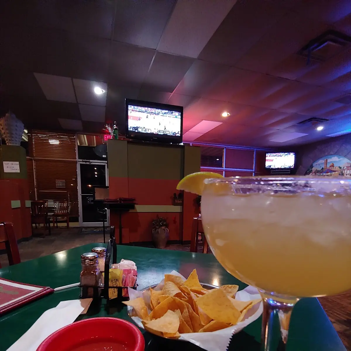 Chips Salsa and a Large House Margarita