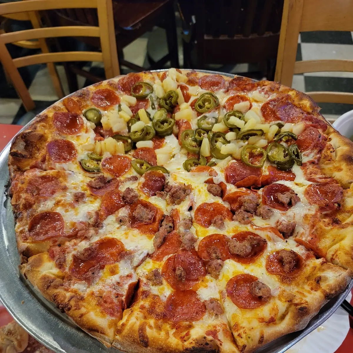 Large Pepperoni Sausage Jalapeño Pineapple