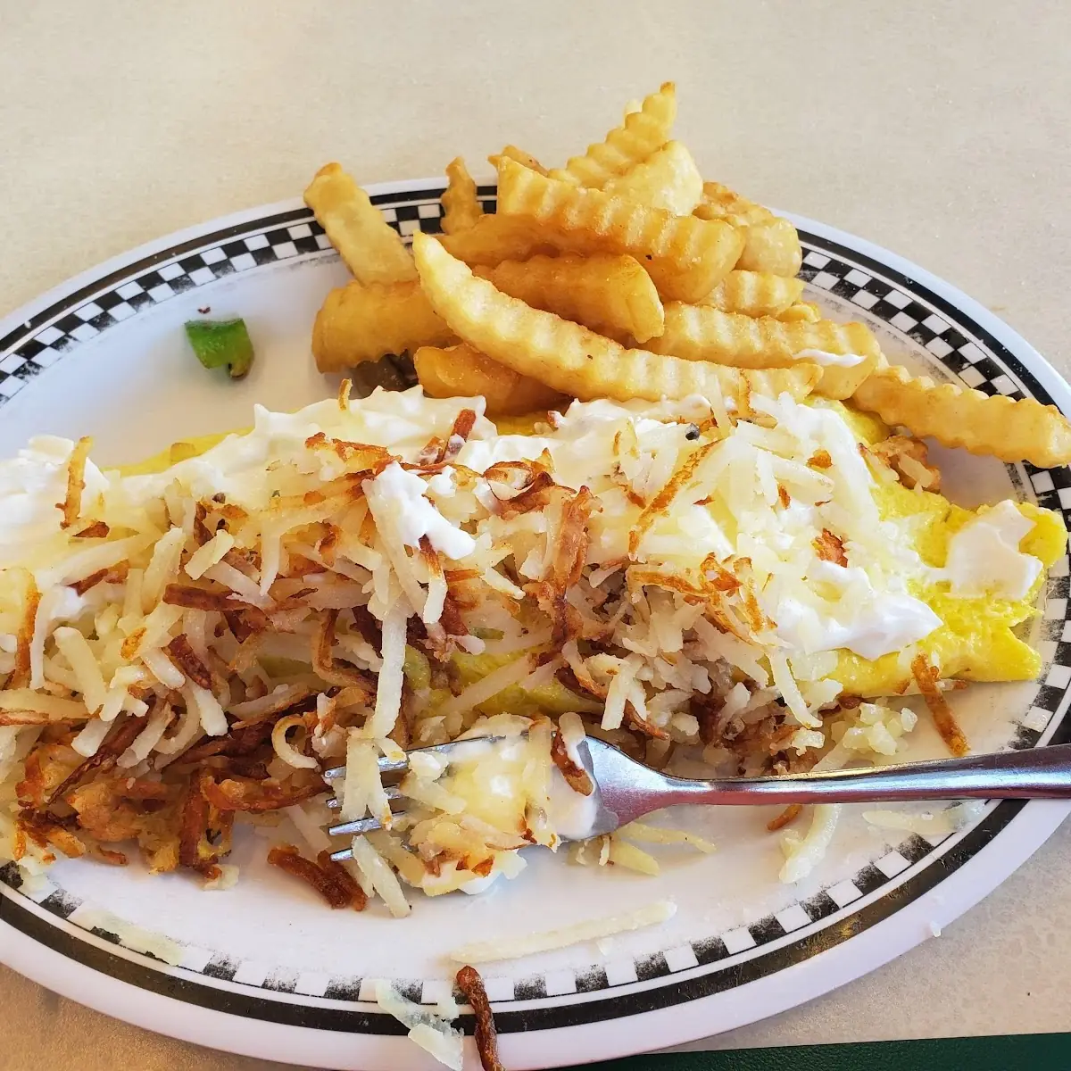 Southside Omlet with Hash Browns