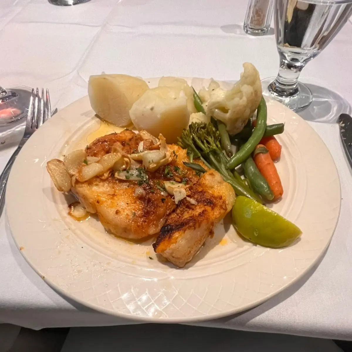 Panfried Cod and Steamed Vegetables