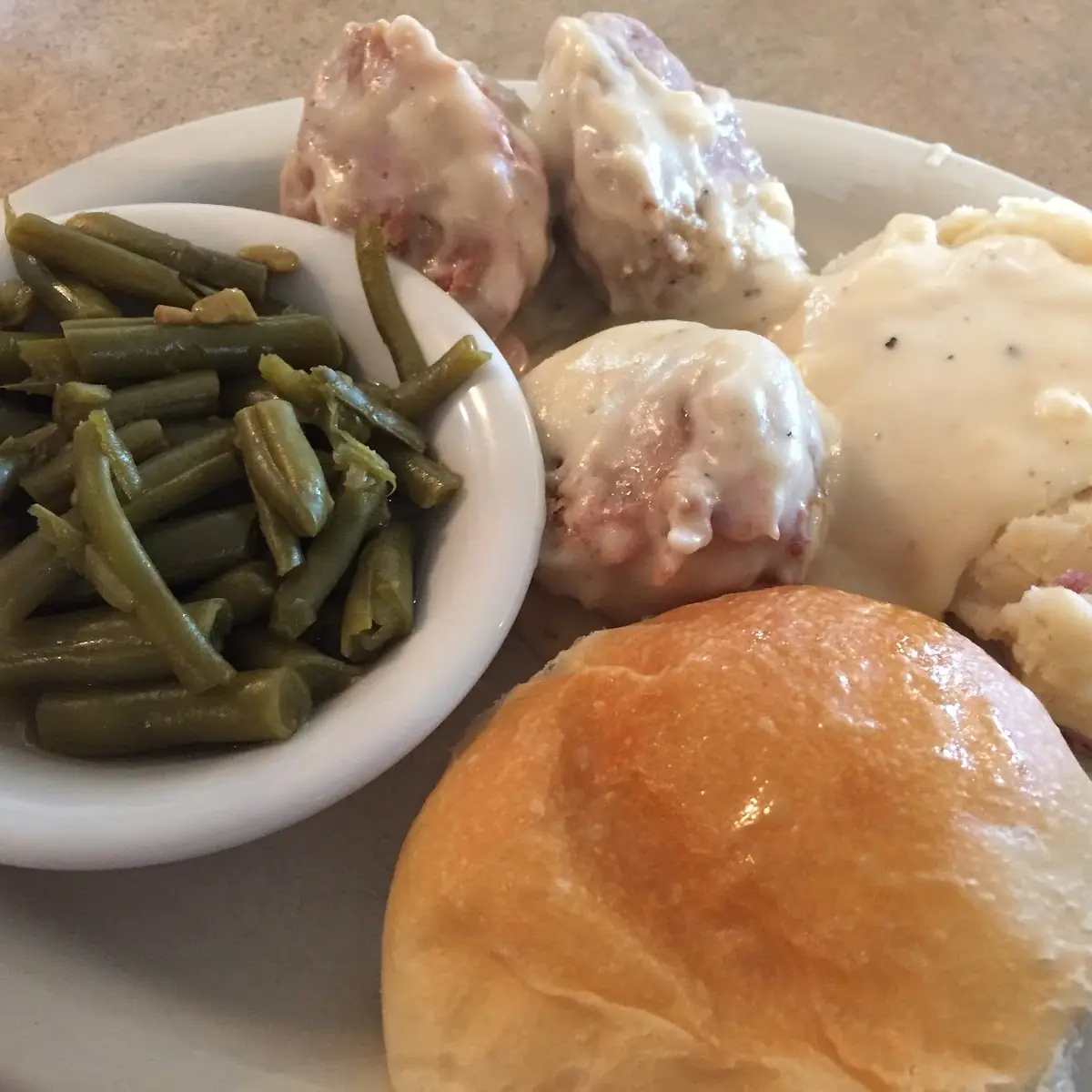 Meatballs Mashed Potatoes and Gravy