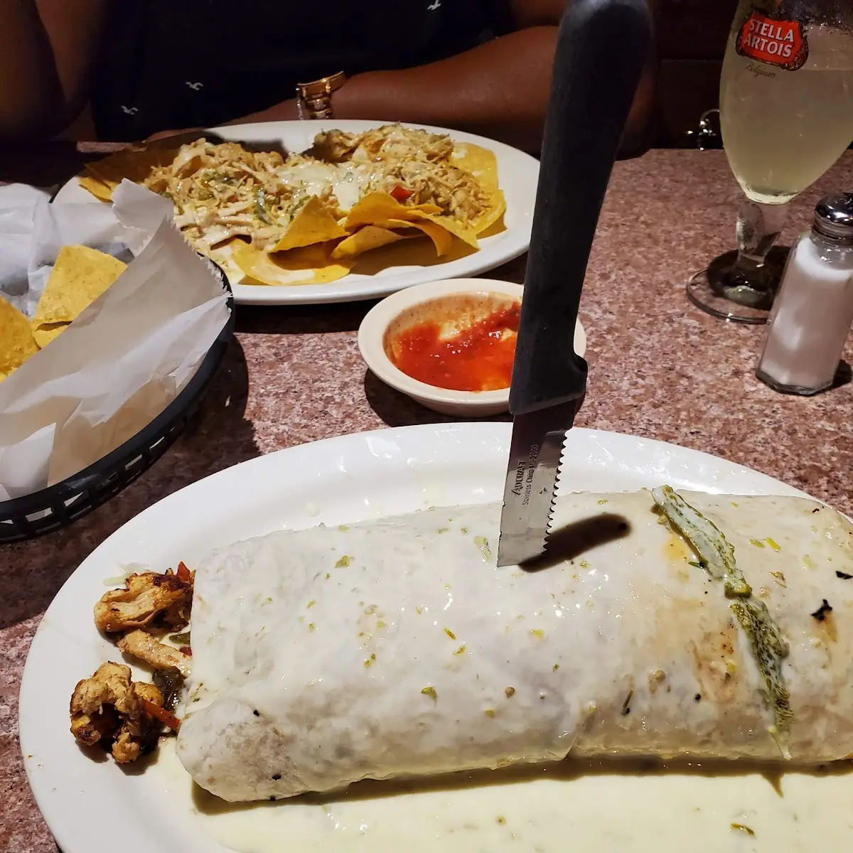 C. One Bean Burrito, One Cheese Enchilada, One Bean Tostada, and Nacho Cheese