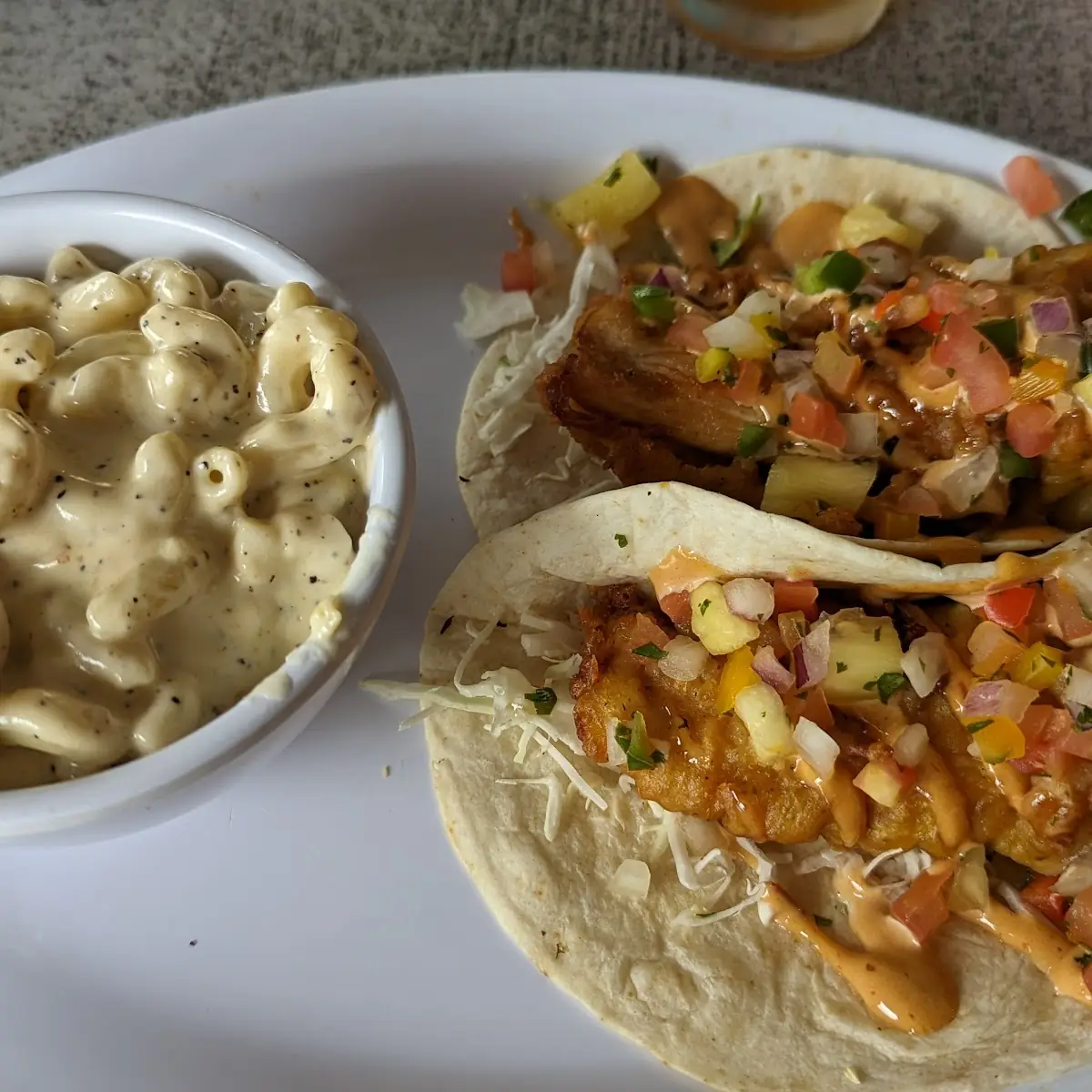 Fish Tacos and Mac & Cheese
