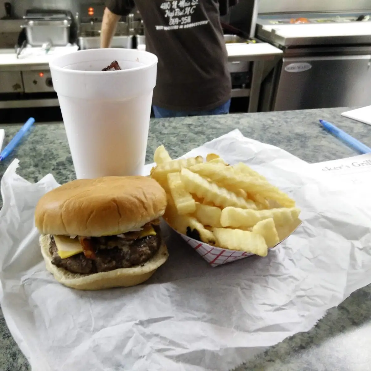 Single Burger All the Way with Bacon and Jalapenos